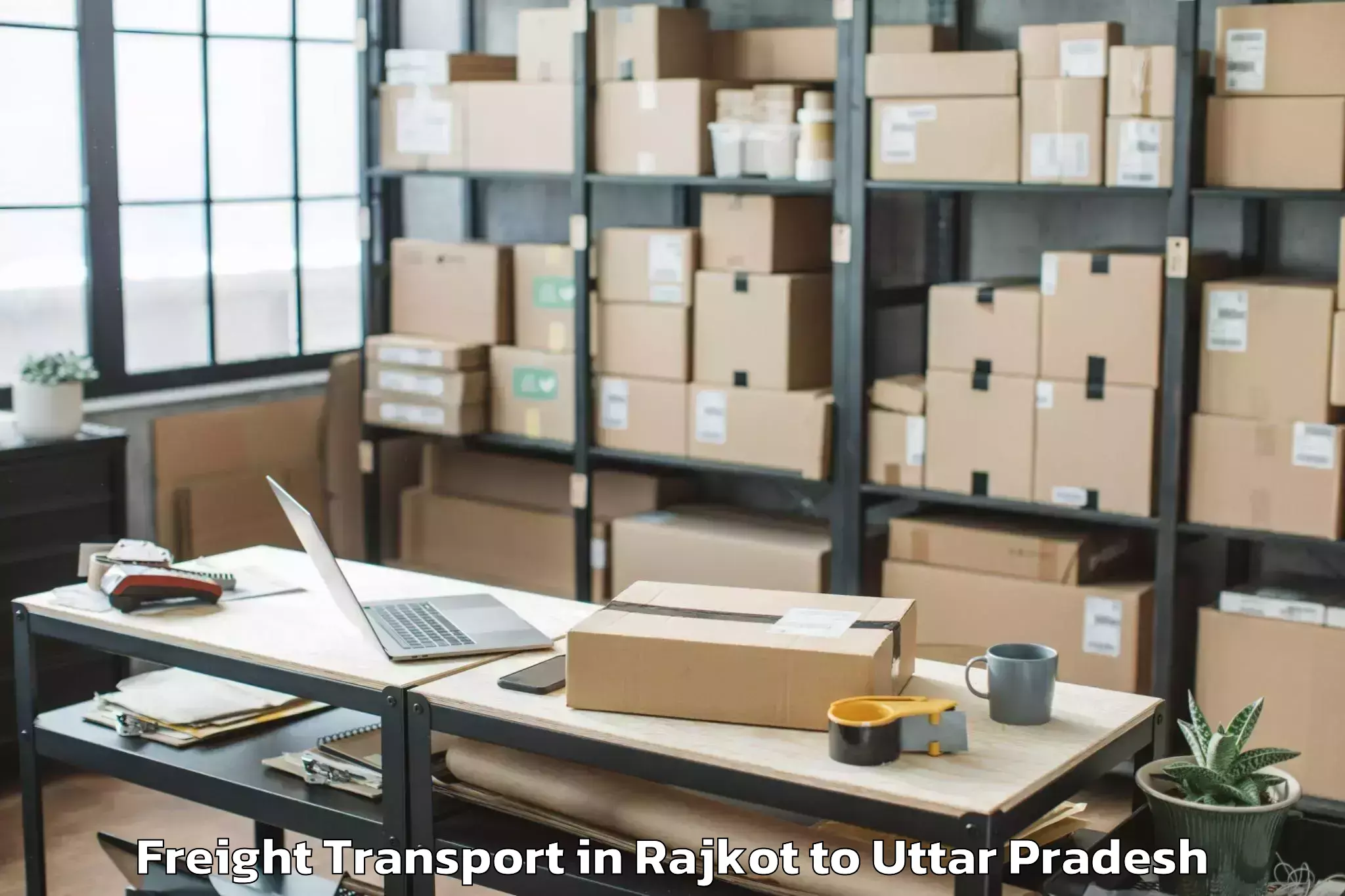 Easy Rajkot to Bhiti Freight Transport Booking